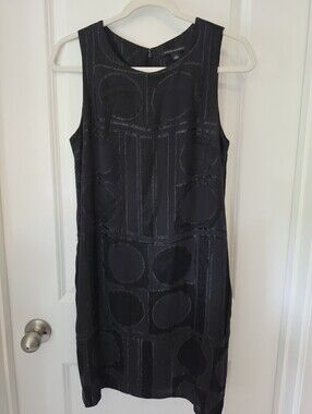 Banana Republic Black Silk Blend Art Deco Flapper Inspired Shift Dress Size 6